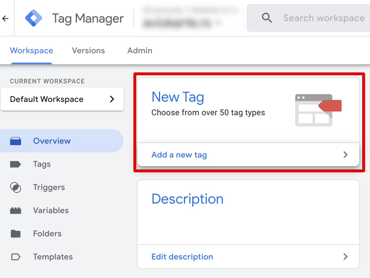 Click on New tag in Tag manager