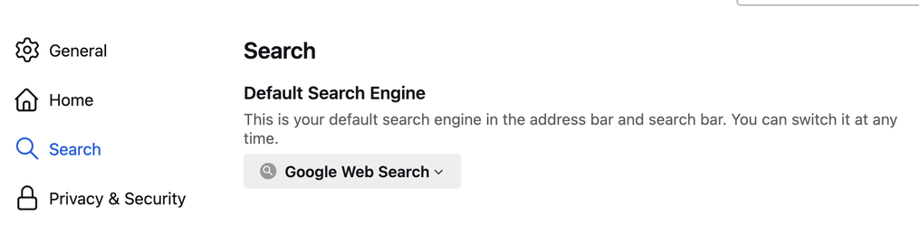 Firefox set default search engine<br>